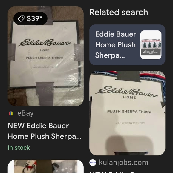 Eddie Bauer plush Sherpa Throw-blue/grey/white - Picture 6 of 6